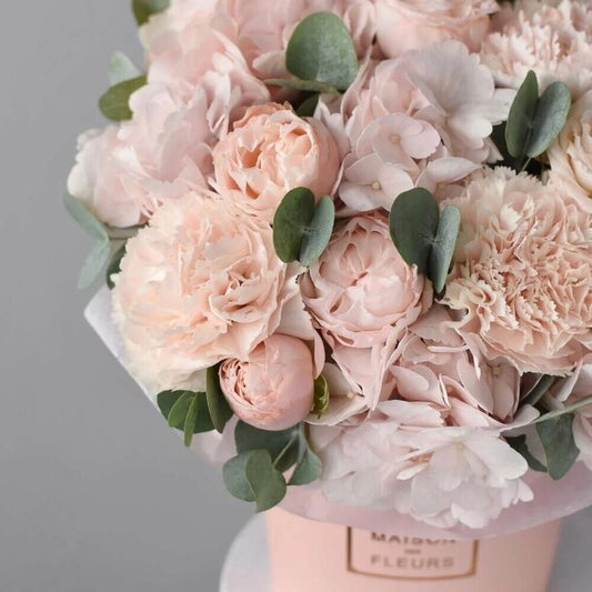 Strawberry Millefairies Hydrangea and Roses in a Box