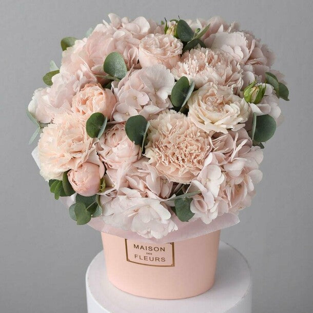 Strawberry Millefairies Hydrangea and Roses in a Box