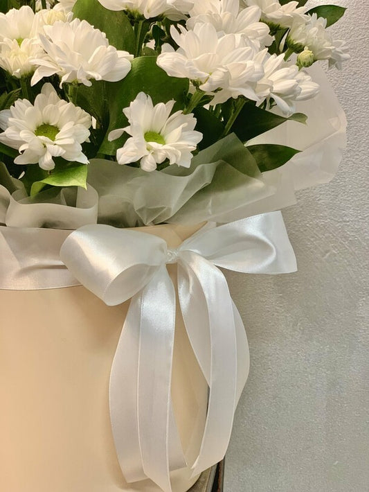 Chrysanthemum daisies in a box